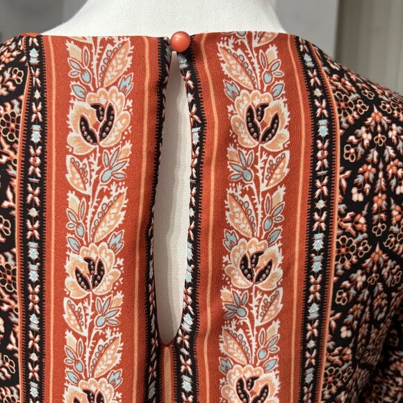 Charlotte Russe Boho Print Long Sleeve Mini Dress With Tie Details Womans Size S - Picture 8 of 13